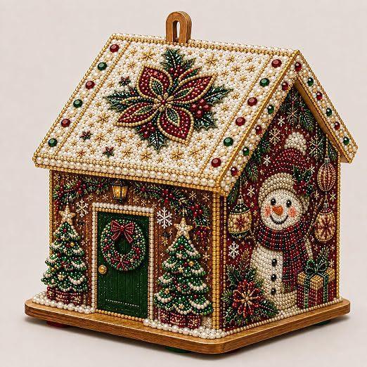 Деревянный Набор для Алмазной Живописи Christmas DIY Рождественская Деревня Алмазное Искусство Набор для Творчества Праздничное Украшение для Дома Ручная Работа Рождественский Декор