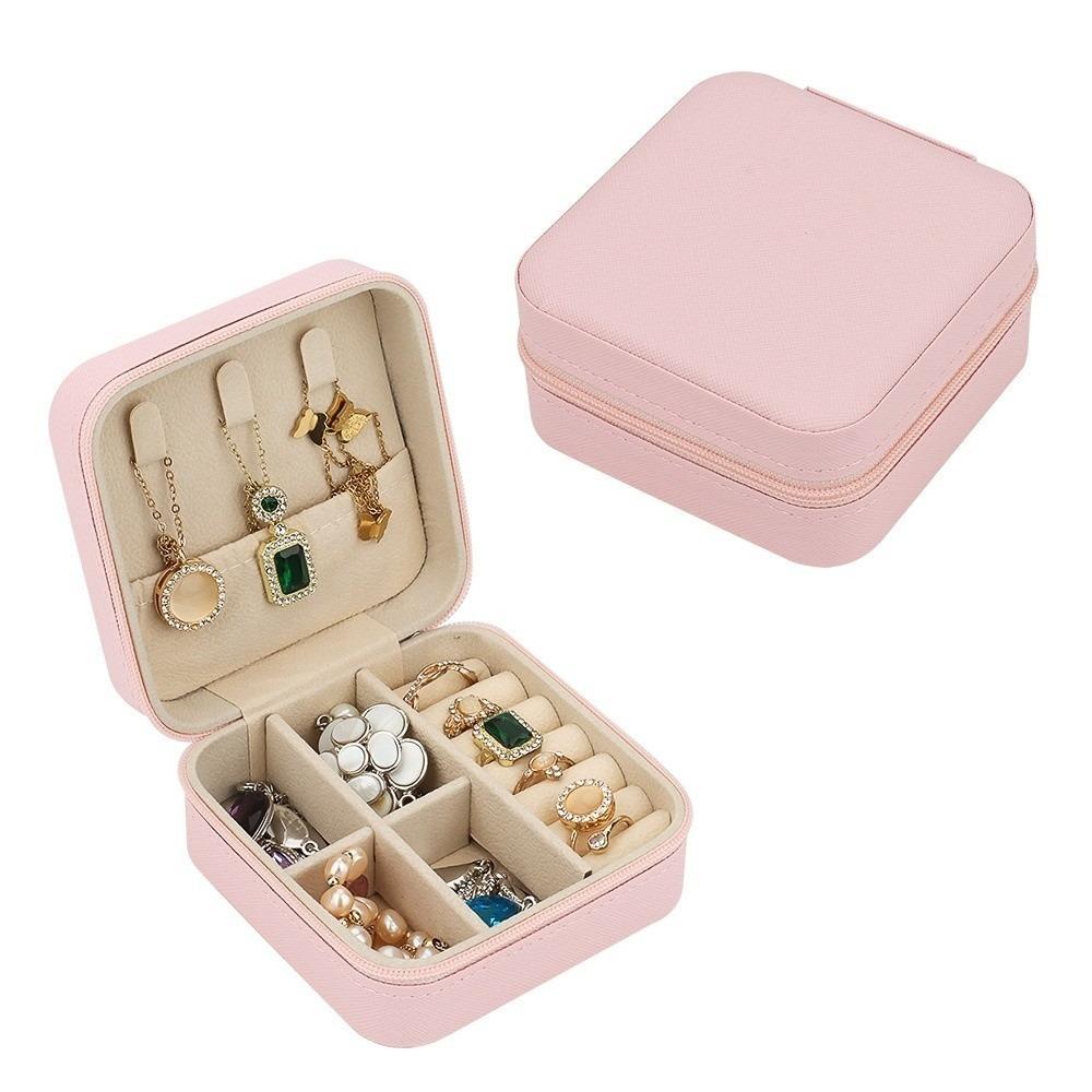 Compact Design Portable Jewelry Box Zipper Closure Jewelry Organizer Jewelers Case