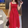 Sling Skirt Children's Mid-length Polka Dot One-line Shoulder Inner Dress Summer Fairy Slimming Strap Bottoming Skirt