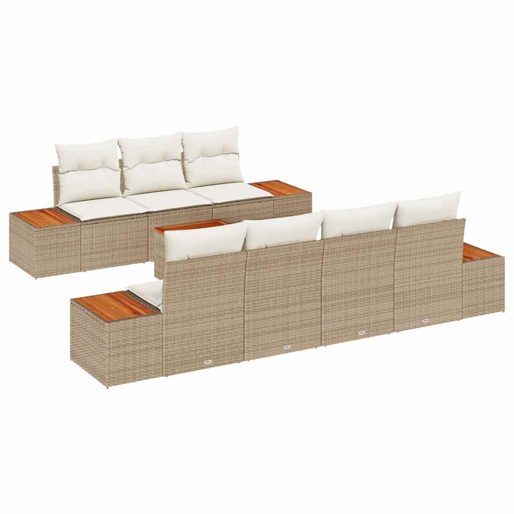 Garden Sofa Set with Cushions 8 pcs Beige Poly Rattan