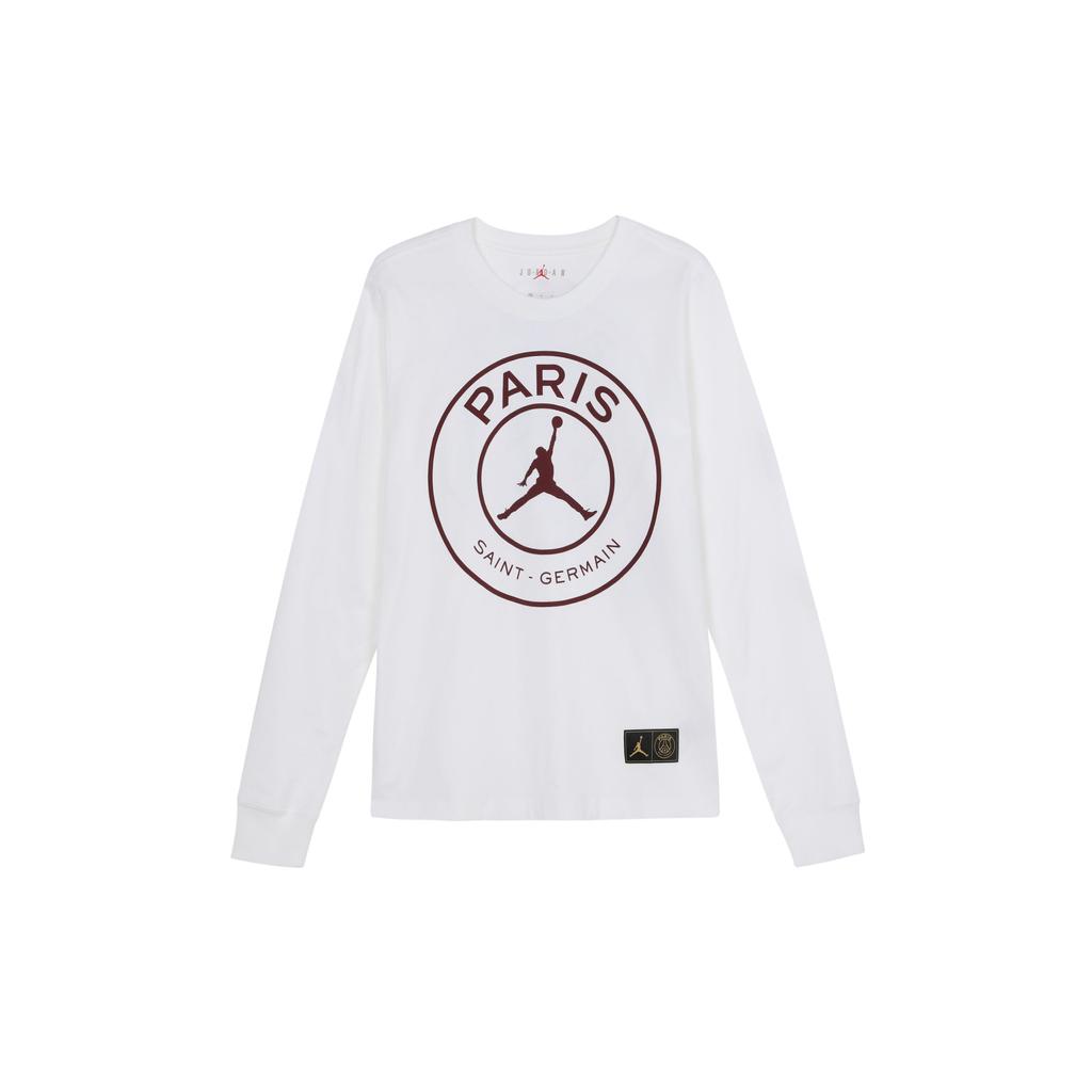 Jordan Paris Saint-Germain Imprinted Logo Long Sleeve T-Shirt Men Tops White CK9782-100