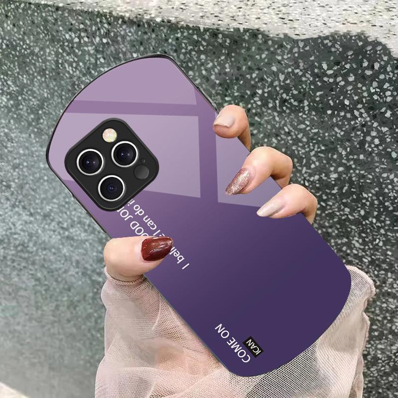 Однотонный градиентный Для iPhone 16 15 14 13 Plus 12 mini 11 Pro Max XR Xs X 7 8 6 6S 2022 Эллиптический чехол для телефона из закаленного стекла