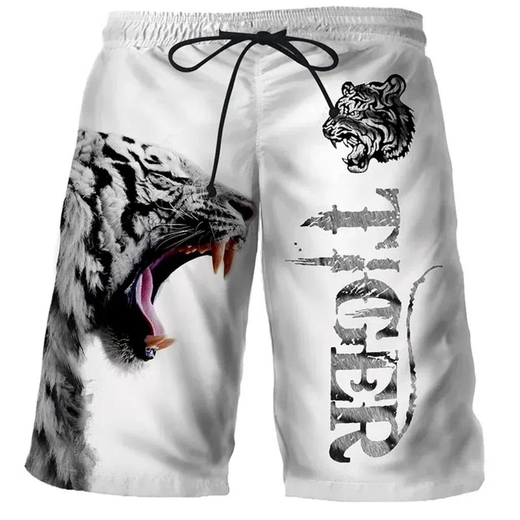 Крутые летние шорты Tiger Wolf, удобные гавайские пляжные шорты для доски для серфинга, быстросохнущие спортивные шорты, мужские пляжные шорты для мальчиков