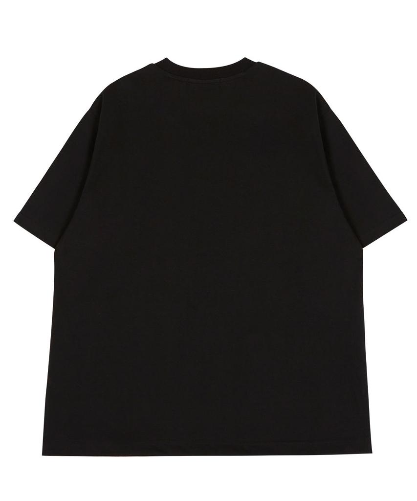 ASTRAL PROJECTION Basic Lettering Logo Round Neck 40-Count Double-Weave Cotton Short Sleeve T-Shirt_Black