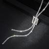 Elegant Long Length Waterproof Crystal Necklace With Geometric Design For Fashionable Women