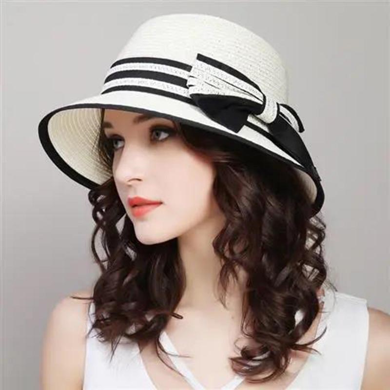 Sun Hat Women Summer Sunshade Sun Hat Beach Hat Bow Cool Hat Casual Fisherman Hat