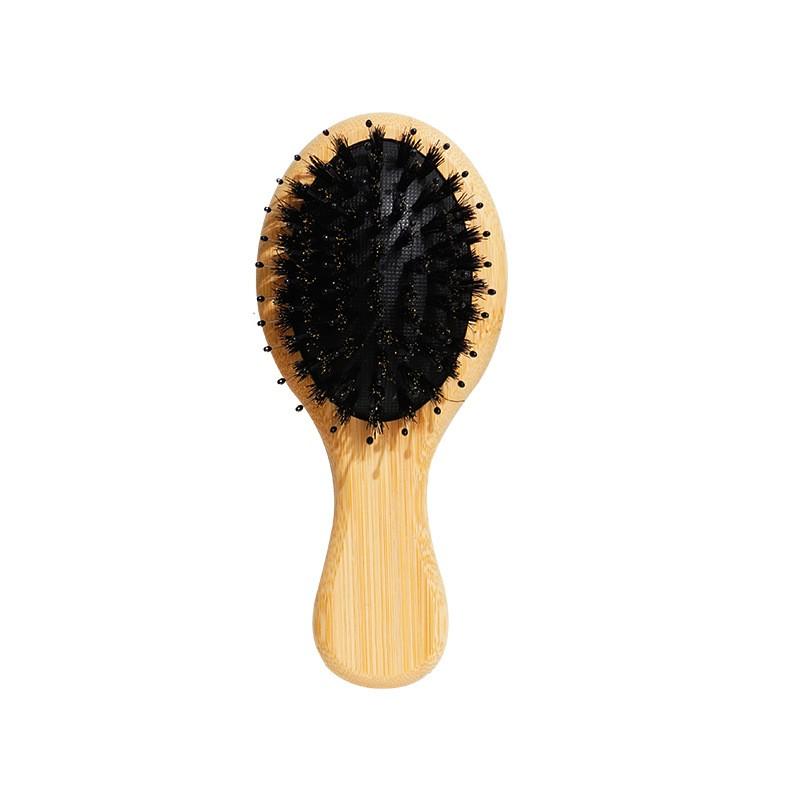 Wide Tooth Mini Beech Wood Hairbrush Styling Anti-Static Airbag Comb with Custom Logo Detangling Brush