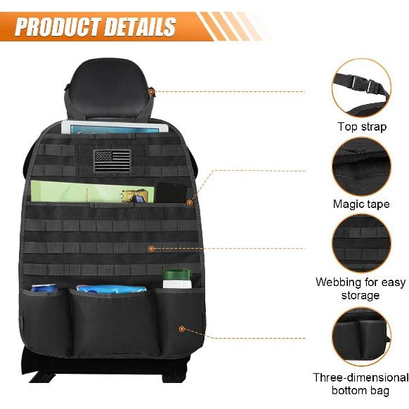 Molle Car Seat Back Organizer, Vehicle Panel Car Seat Back Cover Black-1 Pc
