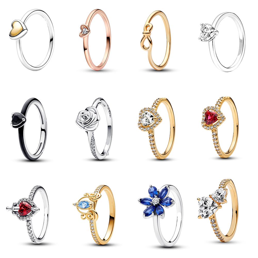 Кольцо из стерлингового серебра 925 пробы, подвески, сделай сам, сердце, золотое сердце, белая роза, кольца для женщин, украшения для вечеринок