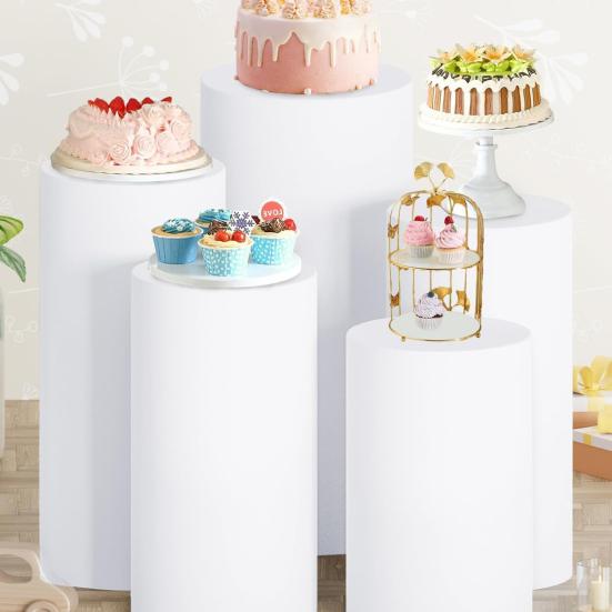 3 шт./компл. чехол для подставки под цилиндр из полиэстера, чехол для подставки под цилиндр, однотонный тканевый чехол для праздничного постамента, подставки под пьедестал, декора на день рождения и свадьбу