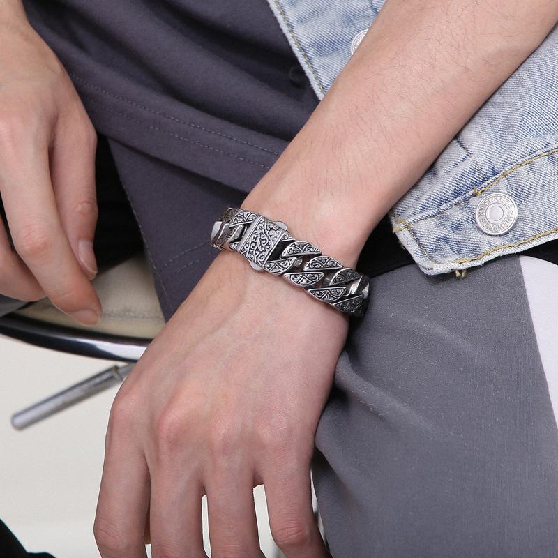 New Trendy Card Wheel Trendy Jewelry European and American Creative Pattern Cast Men's Bracelet