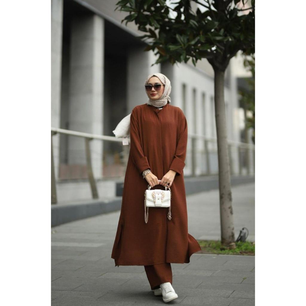 Hijab Lady Suit Brown Model-507