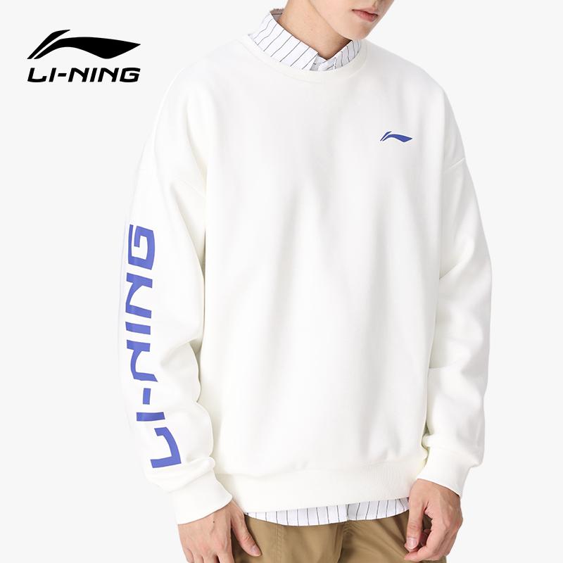 Li Ning Sweatshirts Unisex White Crew Neck Moderate AWDTD67-3