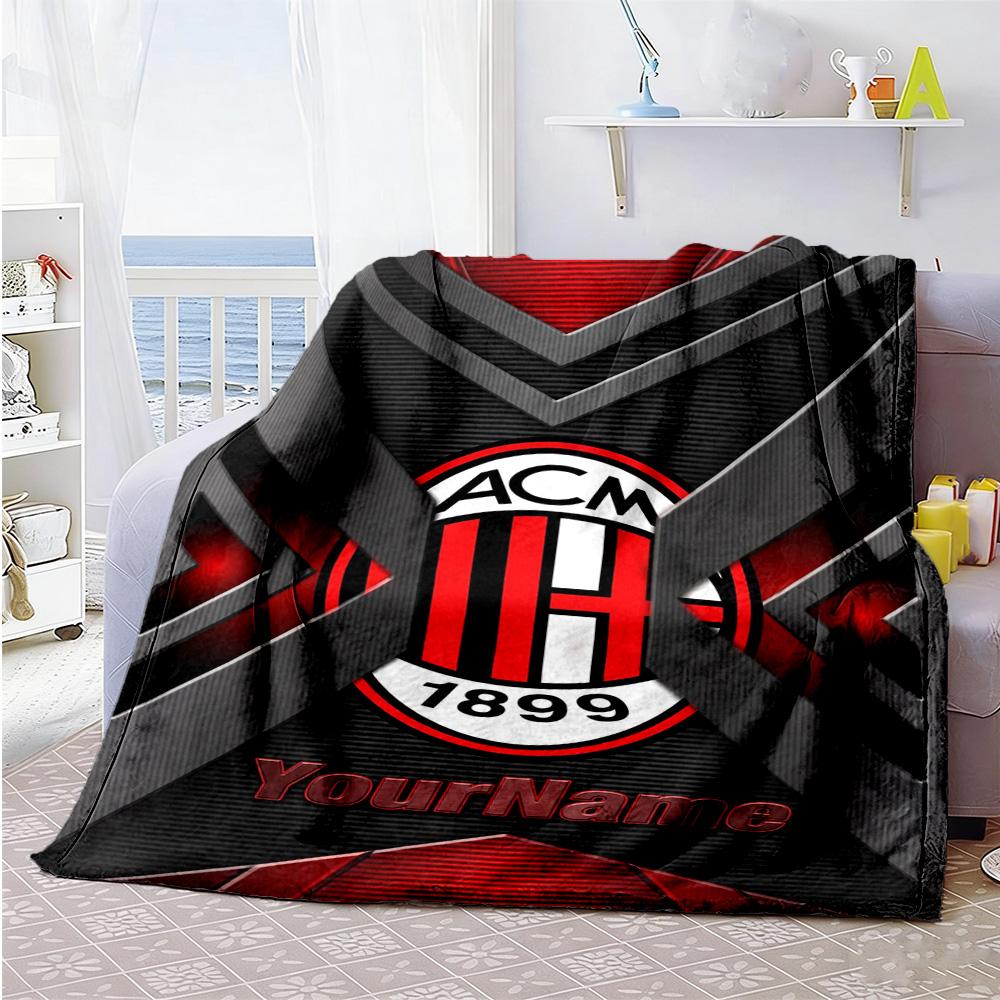 Ac Milan Customize Your Name Blanket Multi-purpose Personalized Blanket Ultra-Soft Perfect for Seaside Living Room Sofa Couch All-Season Use
