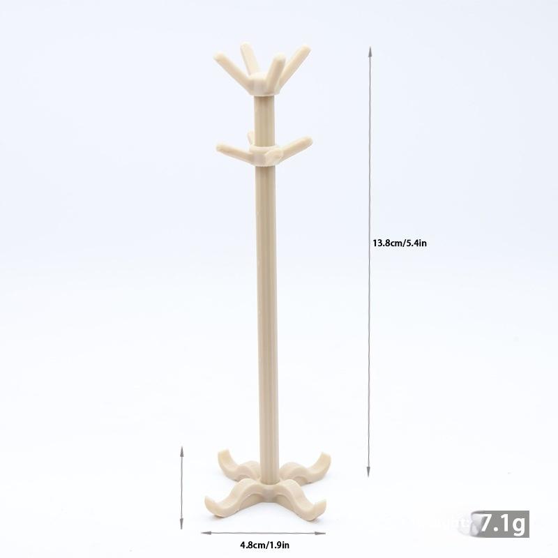 1Pcs Mini Vintage Floor Standing Coat Rack 1:12 Scale Miniature Storage Rack Dollhouse Room Decoration Toys Accessories Gifts