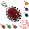 925 Sterling Silver Pendant Women Gemstone Handmade Jewelry Christmas Gift Amber Amethyst Black Onyx Carnelian Garnet Quartz Green Onyx Gold Stone