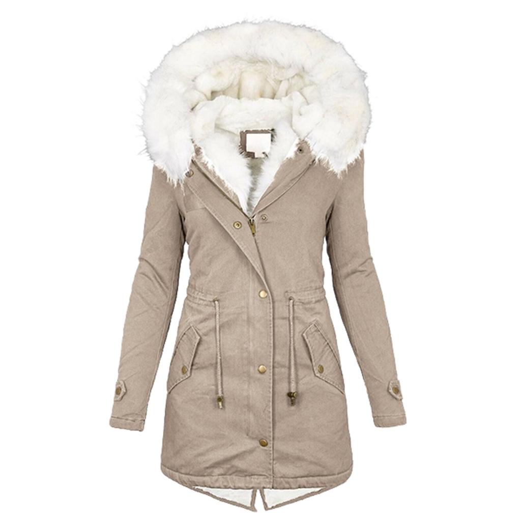 Women's Winter Padded Thickened Hooded Cotton Coat Mid-length Model Thin Warm Jacket