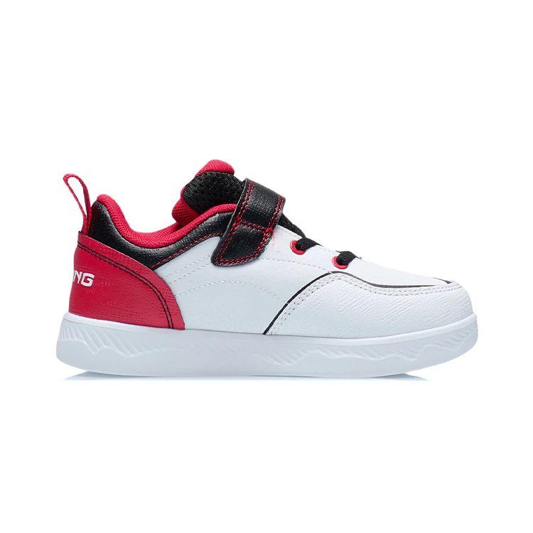 Li Ning Velcro Soft Comfortable Non-Slip Wear-Resistant Low-Top Kids Skate Shoes Kids Skate Shoes Black Red YKNR112-5