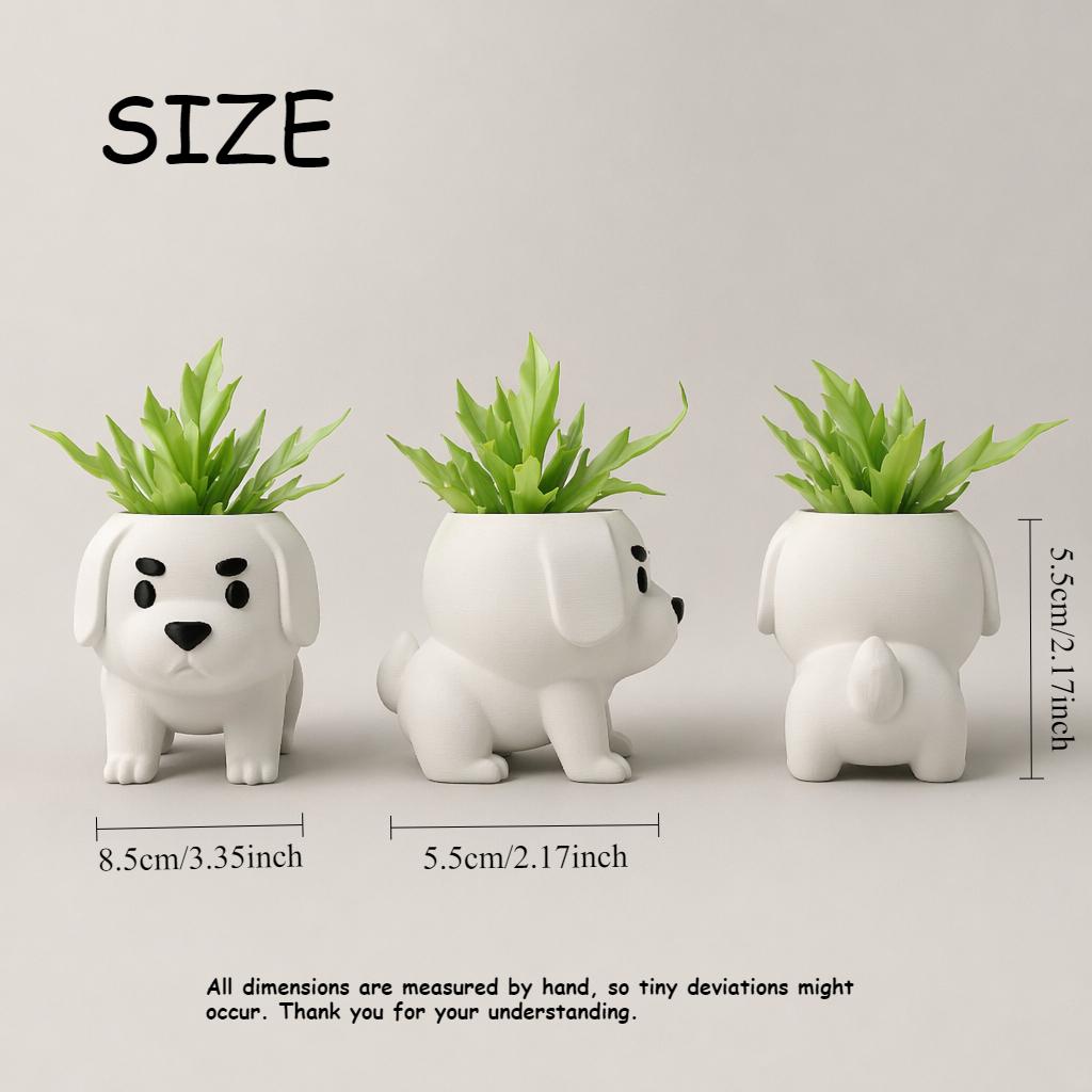 3D Printed Lovely Dog Shaped Mini Succulent Planter Small Puppy Flower Pot Desktop Decor For Office Home Tabletop Plant Storage
