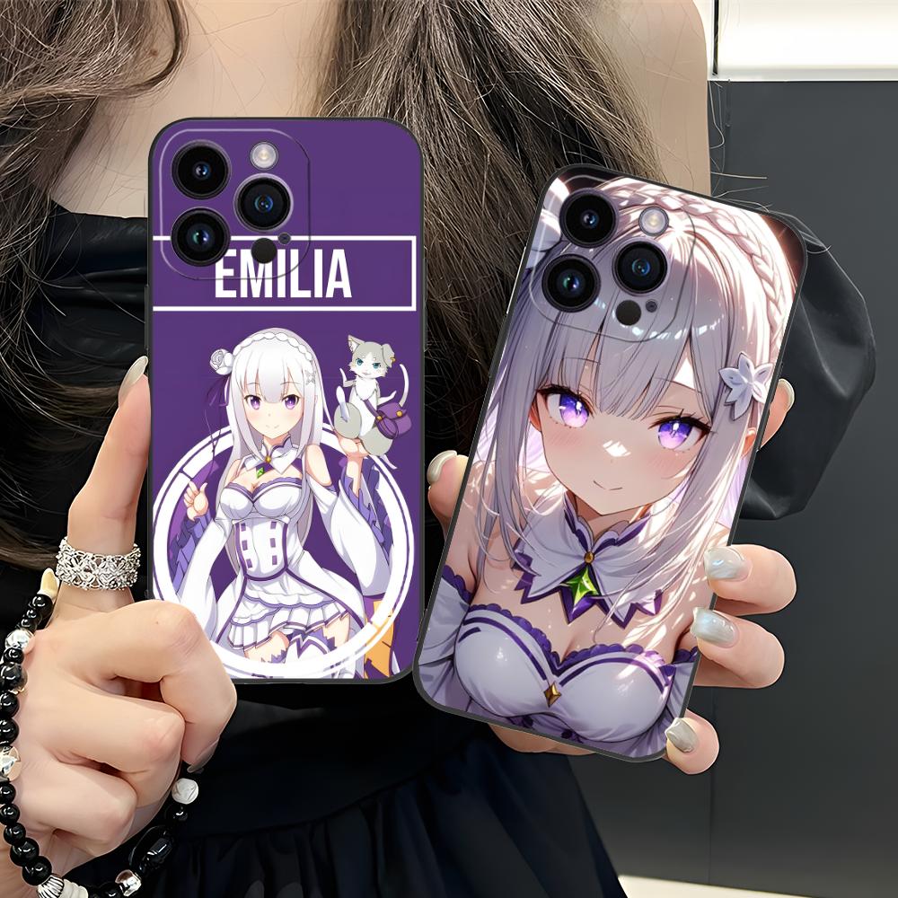 Чехол для мобильного телефона ReZero Emilia Waifu для iPhone 17 16 15 14 13 12 11 X XR XS 8 7 Air Pro Max Plus Mini Цветной Чехол Роскошный