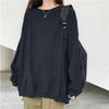 Plus Size Women's White Black Loose Sweatshirts Spring Summer Autumn Hoodie Round Collar Long Sleeve Pullover Tops