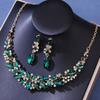 DIEZI 5 Colors Luxury Crystal Tiara Necklace Earrings For Women Wedding Party Elegant Bridal Bride Rhinestone Crown Accessories