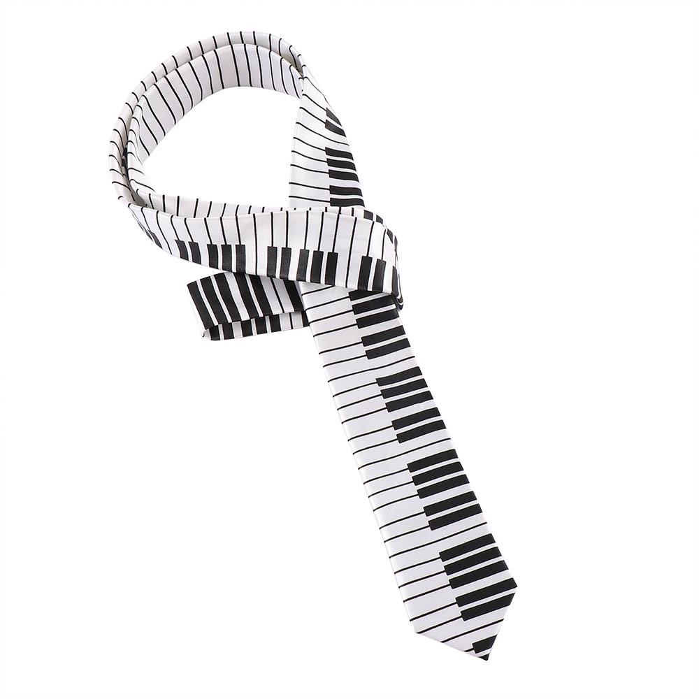 Gifts Classic Fancy Dress for Men Black & White Skinny Tie Music Tie Piano Keyboard Necktie