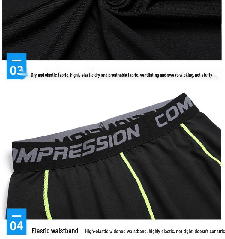 Комплект мужских быстросохнущих леггинсов для бега и базового слоя для фитнеса на осень/зиму