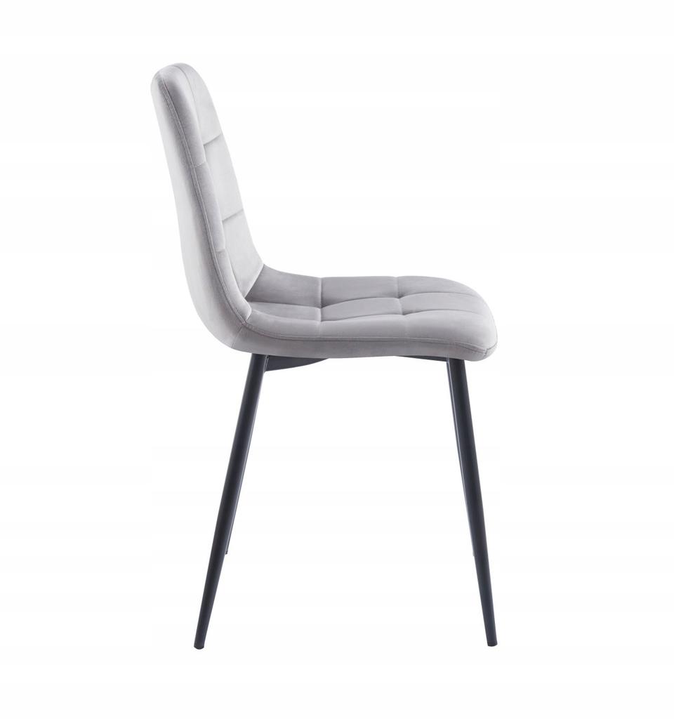 Gray velvet quilted chair, simple loft style, for table and office, Furnitex