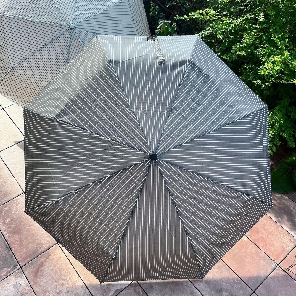 INS Striped Folding Umbrella Sun Rain Dual-Use Hand Operated Parasol  Beach Use