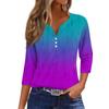 Жен. Футболка Футболка С принтом Пуговицы Рукав 3/4 Повседневные Выходные Мода Классический Классический V-образный вырез Обычный Верх