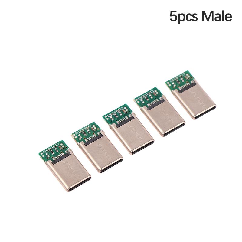5/10PC USB3.1 Type C Male/Female Connectors Jack Tail USB Male Plug Electric Terminals Welding DIY Data Cable Support PCB Board
