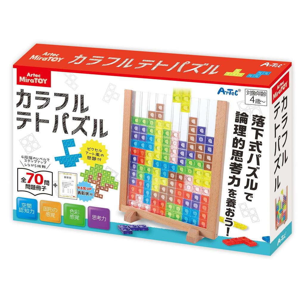ARTEC MiraTOY Colorful Tet Puzzle 21718 Miratoy Age 4 and Up Comes with a Workbook Drop Puzzle Clear Spatial Awareness Shape Spacing Color Sense