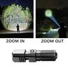 Mini Powerful Led Flashlight Built In Battery 3 Modes Type-c Rechargeable Telescopic Zoom Torch for Home Outdoor Camping Fishing