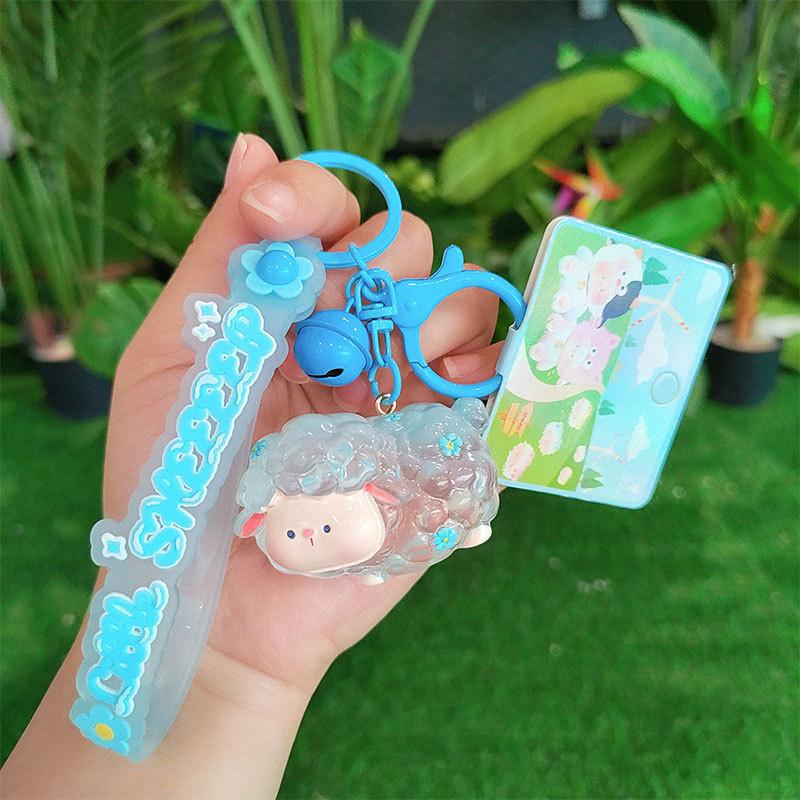 Charming Pvc Yellow Hooded Sheep Keychain Perfect Cartoon Gift And Accessory