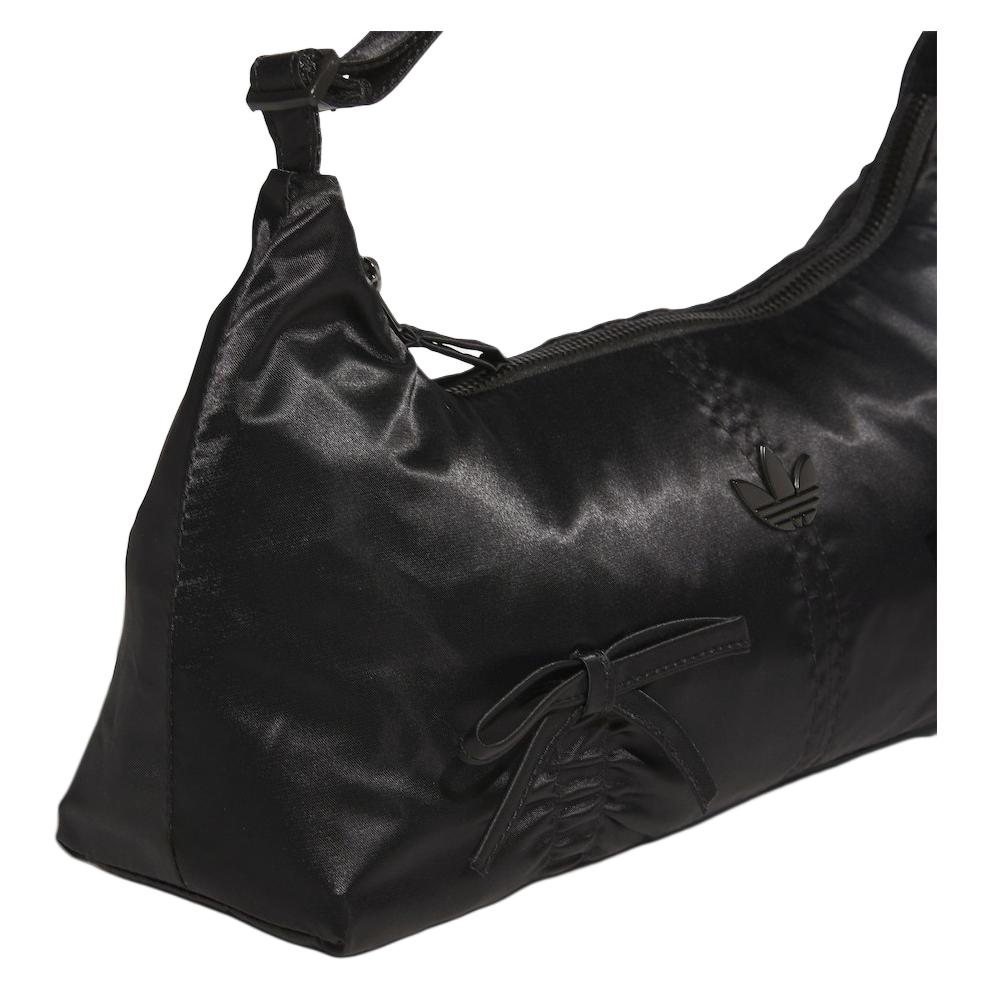 Adidas Originals Bow Tie Brand Logo Butterfly Knot Detail Nylon Underarm Baguette Handbag Shoulder Bag Small Women Handbags Black KC2770