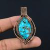 Tibetan Turquoise Pendant, 999 Copper Wire Wrapped Gemstone Jewelry, Handmade Pendant, For Thanksgiving