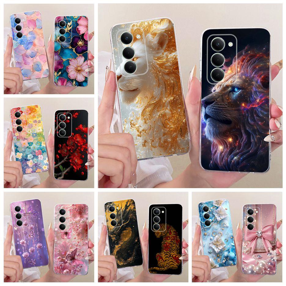 Чехол для Xiaomi Redmi 15 4G 5G Крутой Лев Стильные Цветы Рисованный Чехол Мягкий Тонкий Чехол для Телефона Для Xiaomi Redmi 15 5G Redmi15 Корпус