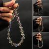 Glitter Crystal Bead Keychain Transparent Phone Lanyard Wrist Crystal Chain  for Women Girls