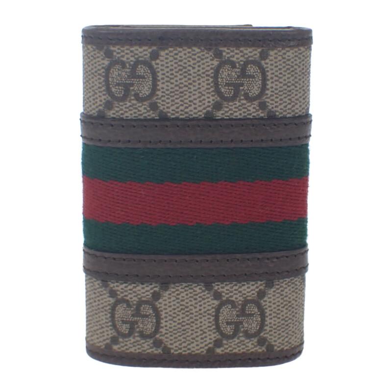 Gucci 603732 96IWT 8745 Key Holder  Brown/Red GG Supreme Canvas Women
