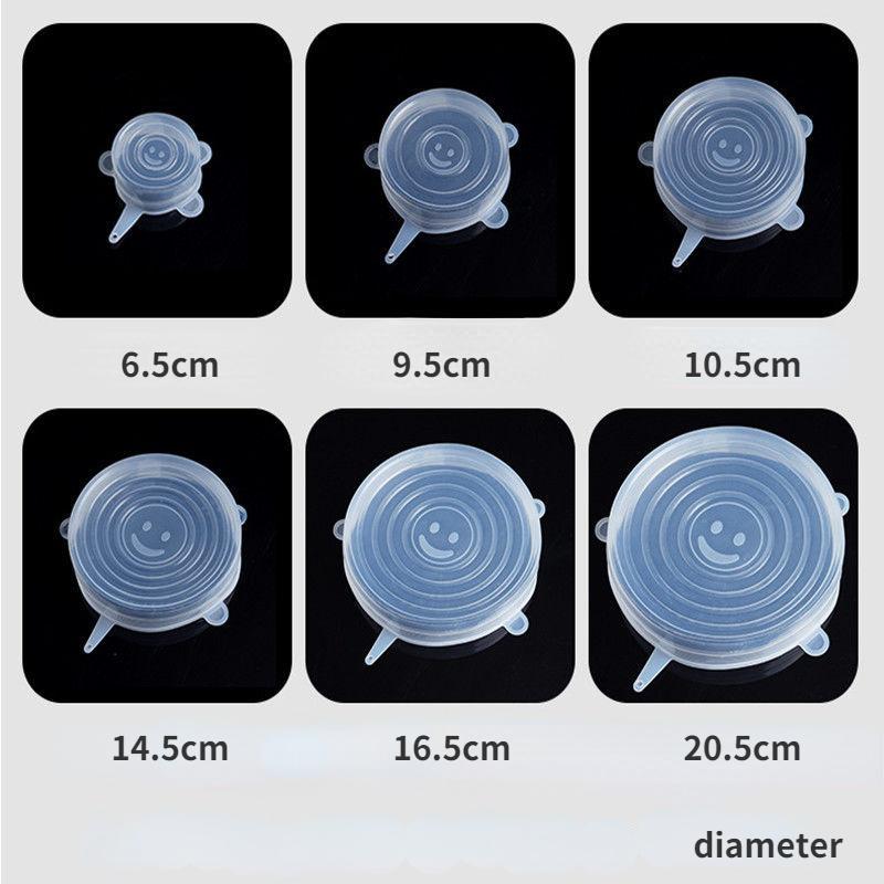 6Pcs Silicone Fresh-Keeping Cover Reusable Stretch Canning Lids Refrigerator Microwave Airtight Plastic Wrap Kitchen Accessories