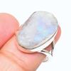 Кольцо из стерлингового серебра 925 пробы с натуральным радужным лунным камнем, размер 8,5 Y2Q77