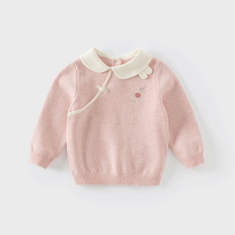 David Bella Kidsren's Sweater Pullover 2026 Spring New Style Girl Baby New Year Chinese Style Knitted Sweater
