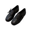 Cowhide Version~ Retro Minimalist Thick Heel Small Leather Shoes Round Head British Style Loafers Versatile One-pedal Black Single Shoes