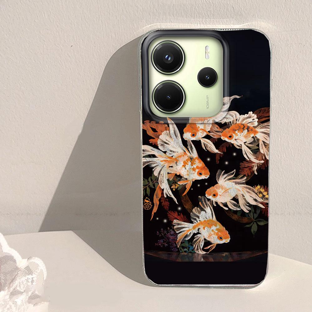 Чехол для телефона Luckly Koi Goldfish Red Carp для Xiaomi Redmi 13C 14C A5 A3 A4 A3X A1 A2 Note 14 13 12 11 11S 10 Pro Shell Задняя крышка