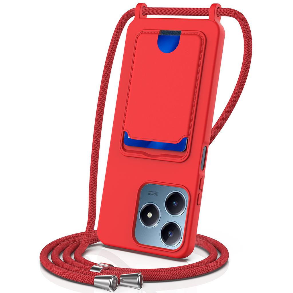 Для Realme Note 60x 4G/C63 4G/C61 4G/C61 (Индия) Чехол для 4G/Narzo N63 4G/Note 60 Силиконовый с держателем для карт Задняя крышка со шнурком