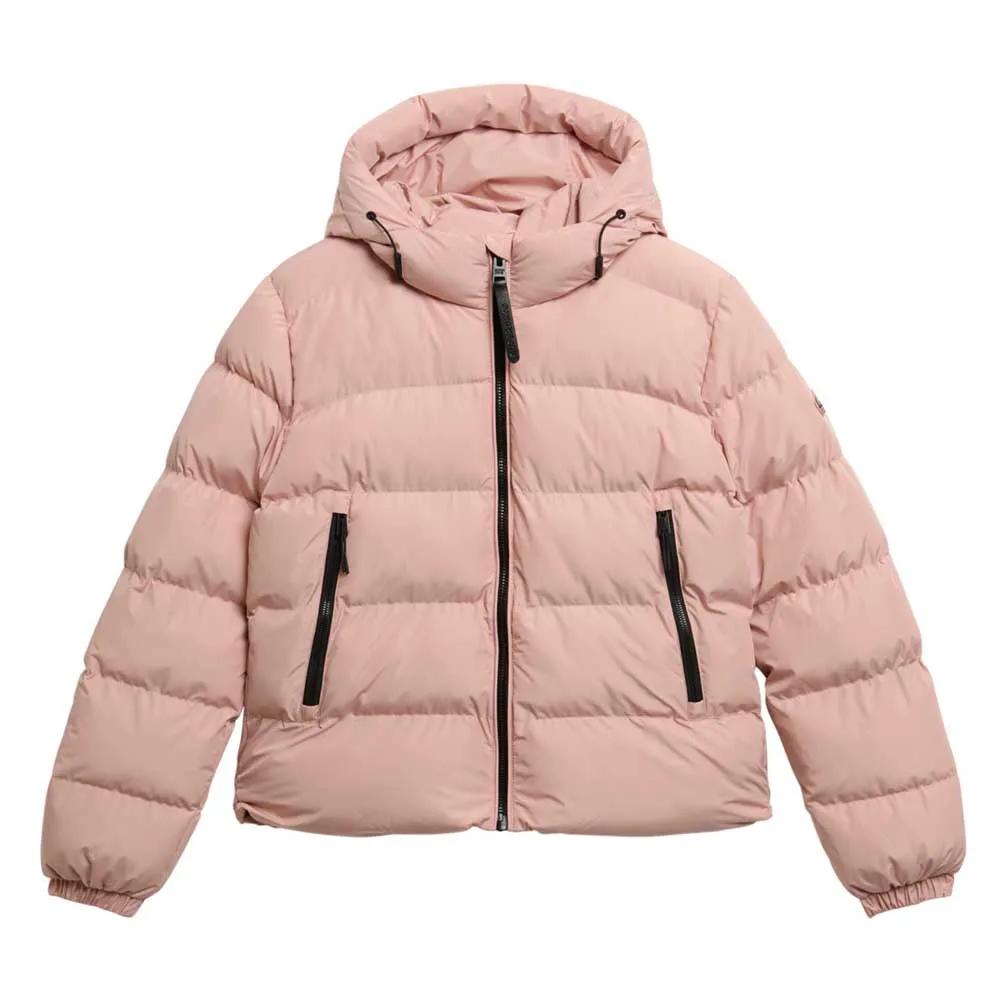 Superdry Women's padded hooded jacket recycled polyester pink