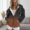 Womens Gradient Striped Hooded Zip-Up Sweatshirt Casual Oversized Long Sleeve Top Fall 2025