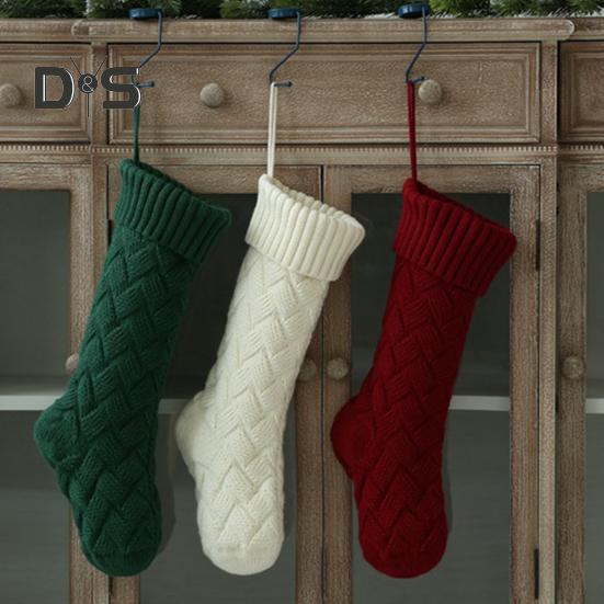 Large Knitted Christmas Stockings 18" Xmas Gift Stocking Hanging Decorations Festive Decor Candy Toys Bag Hanging Stocking for Mantel Window