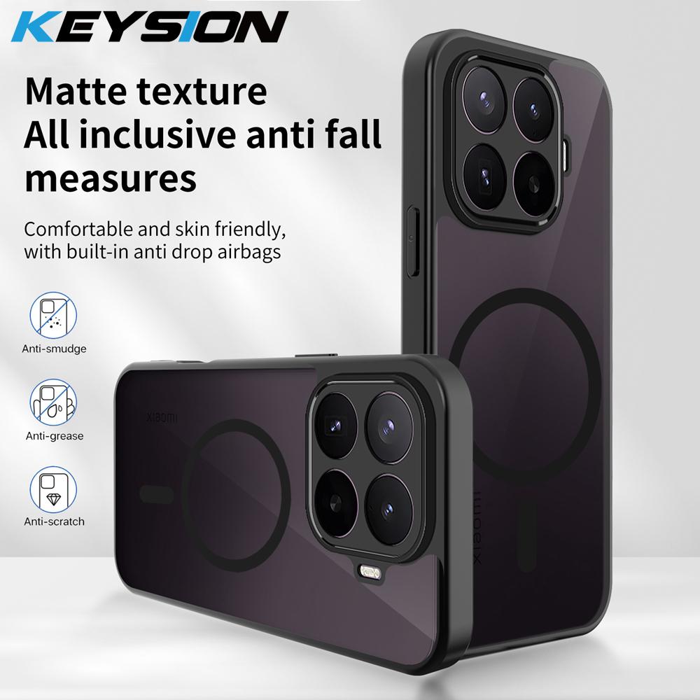KEYSION Магнитный чехол для телефона Xiaomi 17T Pro 5G Силикон+ПК Матовый Полупрозрачный Черный Ударопрочный чехол для Xiaomi 17T 17T Pro